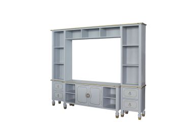 House Marchese 104"L Entertainment Center (Pearl Gray Finish)