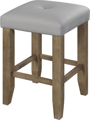 Charnell 25"H Upholstered Counter Height Stool (Set-2) (Gary Synthetic Leather & Oak Finish)