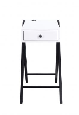 Fierce Rectangular Accent Table w/USB (White & Black)