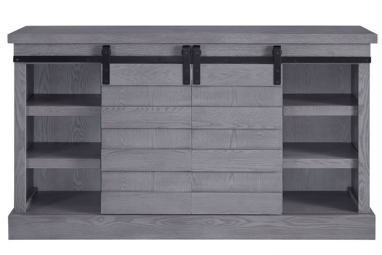 Amrita 59"L Rectangular TV Stand w/Fireplace (Include 91617FIR) (Gray Oak)