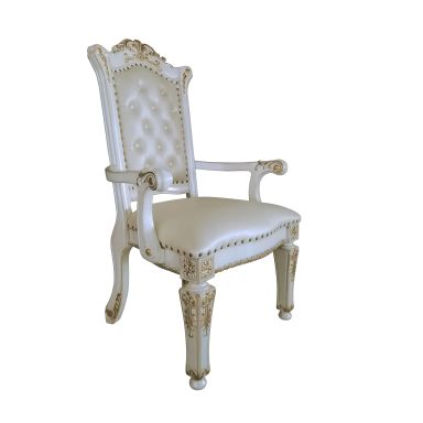 Vendome 24"W Upholstered Executive Office Chair (Arm) (Synthetic Leather & Antique Pearl Finish)