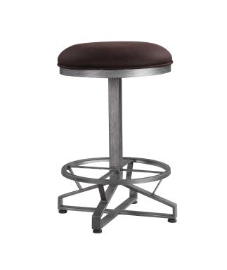 Evangeline 24"H Upholstered Counter Height Stool (Set-2) (Rustic Brown Fabric & Black Finish)