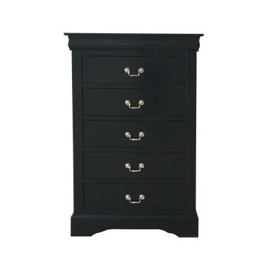 Louis Philippe III 32"L 5 Drawers Chest (Black)