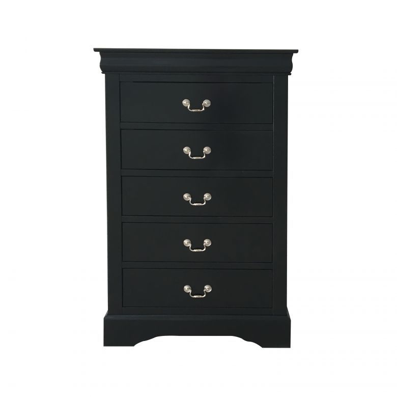 Louis Philippe III 32"L 5 Drawers Chest (Black)