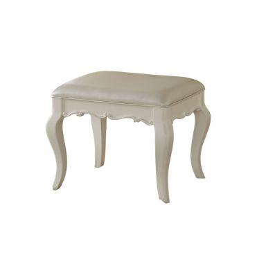 Edalene 18"H Upholstered Vanity Stool (Synthetic Leather & Pearl White)