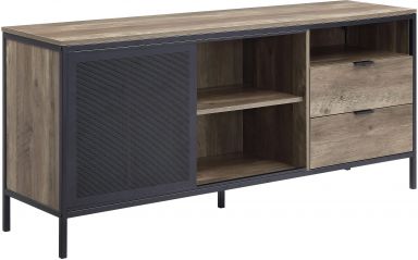 Nantan 2 Drawers TV Stand (Rustic Oak & Black Finish)