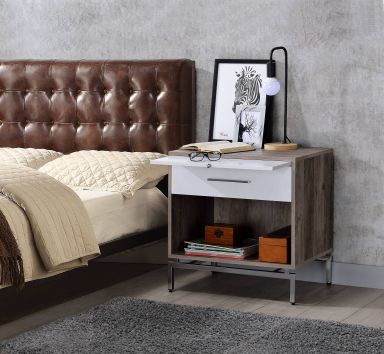 Cistus Rectangular Accent Table (Weathered Gray Oak & White)