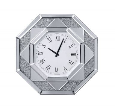 Noralie Glam Wall Clock (Mirrored & Faux Diamonds)