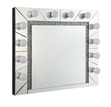 Noralie 32"L x 28"H Rectangular Accent Mirror (Mirrored & Faux Diamonds)