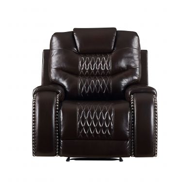 Braylon 42"W Upholstered Power Motion Recliner (Brown Synthetic Leather)