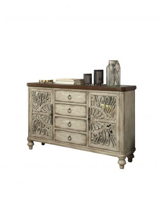 Vermont 4 Drawers Rectangular Console Table (Antique White)