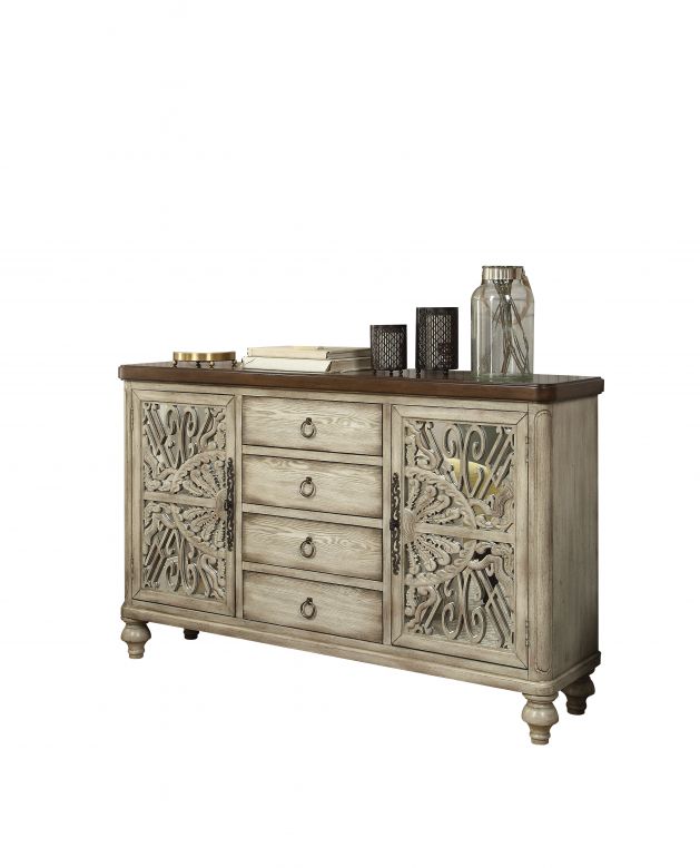 Vermont 4 Drawers Rectangular Console Table (Antique White)