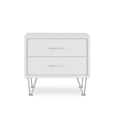 Deoss 2 Drawers Rectangular Accent Table (White)