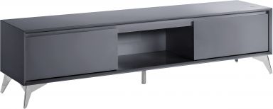 Raceloma 71"L Rectangular TV Stand (LED, Gray & Chrome Finish)
