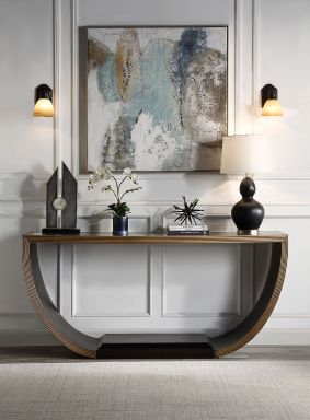 Maceo Rectangular Console Table (Black & Gold Finish)