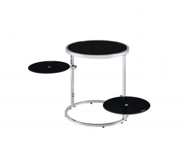 Lynch 18"Dia Round Accent Table (Black & Chrome Finish)