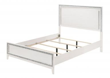 Haiden Wooden Eastern King Bed w/LED (LED & White Finish)