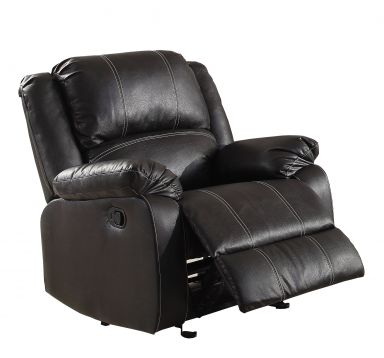 Zuriel 33"W Upholstered Motion Rocker Recliner (Black Synthetic Leather)