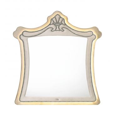 Lucienne 45"L x 48"H Rectangular Mirror w/LED (Beige Velvet)