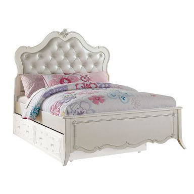 Edalene Upholstered Full Bed (Synthetic Leather & Pearl White)