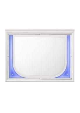 Tarian 47"L x 36"H Rectangular Mirror w/LED (Pearl White Finish)