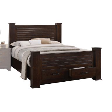 Panang Wooden Eastern King Bed w/Storage (Mahogany)