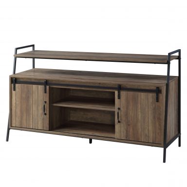 Rashawn 60"L Rectangular TV Stand (Rustic Oak & Black Finish)