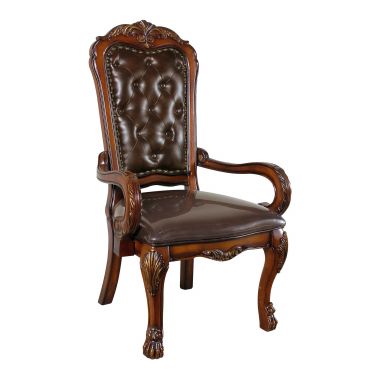Dresden 21"W Upholstered Executive Office Chair (Synthetic Leather & Cherry Oak)