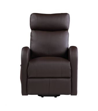 Ricardo 28"W Upholstered Power  Motion Recliner w/Lift (Brown Synthetic Leather)