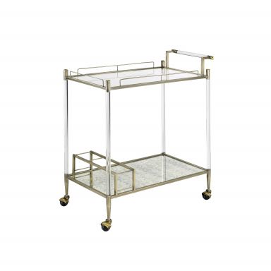 Cirro 39"L Serving Cart (Antique Mirror & Wire Brass)
