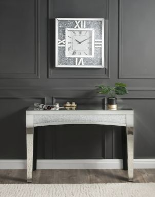 Noralie Glam Wall Clock (Mirrored & Faux Diamonds)