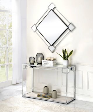 Asbury Rectangular Console Table (Mirrored, Chrome)