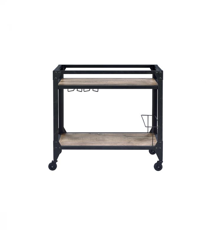 Jorgensen 32"L Serving Cart (Rustic Oak & Charcoal)