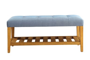 Charla 40"L Upholstered Bench (Blue & Oak)