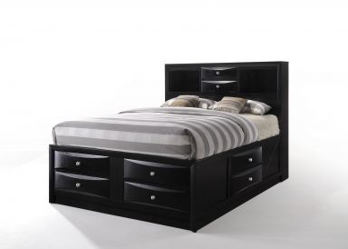 Ireland Wooden Eastern King Bed w/Storage (Black)