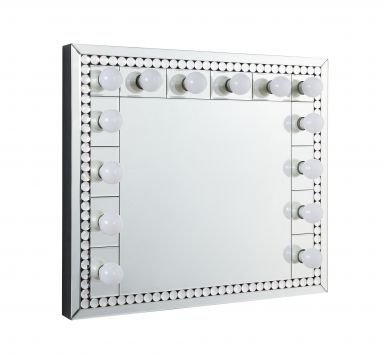 Farai 32"L x 28"H Rectangular Accent Mirror (Mirrored & Faux Crystal Diamonds)