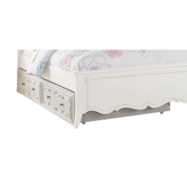 Edalene Wooden Teenager Trundle (Twin)-Optional (Pearl White)