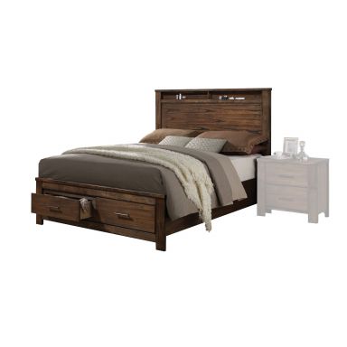 Merrilee Wooden Eastern King Bed w/Storage (Oak)