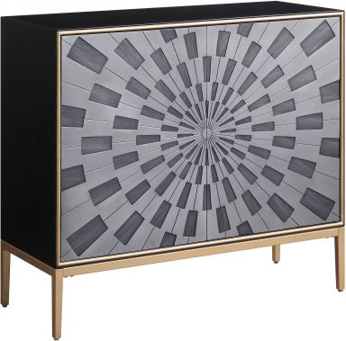 Quilla Rectangular Console Table (Black, Gray & Brass Finish)