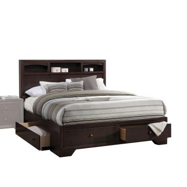 Madison II Wooden Queen Bed w/Storage (Espresso)
