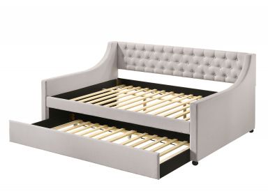 Lianna Upholstered Daybed w/Trundle (Full) (Fog Fabric)