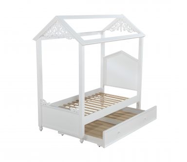 Rapunzel Wooden Teenager Twin Bed (White)