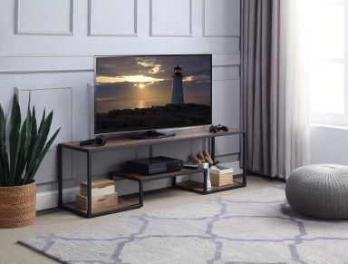 Idella 59"L Rectangular TV Stand (Rustic Oak & Black Finish)