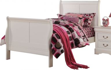 Louis Philippe III Wooden Teenager Full Bed (White)