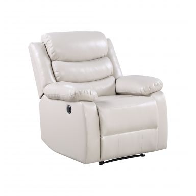Eilbra 39"W Upholstered Power Motion Recliner (Beige Synthetic Leather)