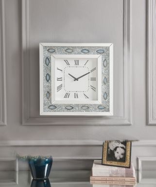 Sonia Glam Wall Clock (Mirrored & Faux Agate)