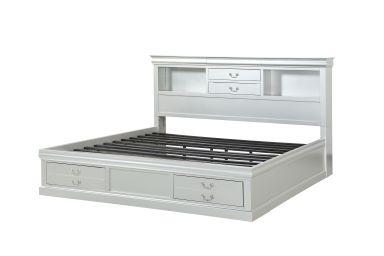 Louis Philippe III  Wooden Queen Bed w/Storage (Platinum)