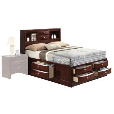 Ireland Wooden Queen Bed w/Storage (Espresso)