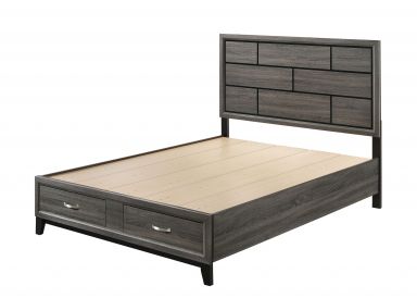 Valdemar Wooden Eastern King Bed w/Storage (Weathered Gray)