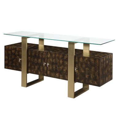 Mabyn 70"L Console Cabinet (Brass & Antique Brown Finish)